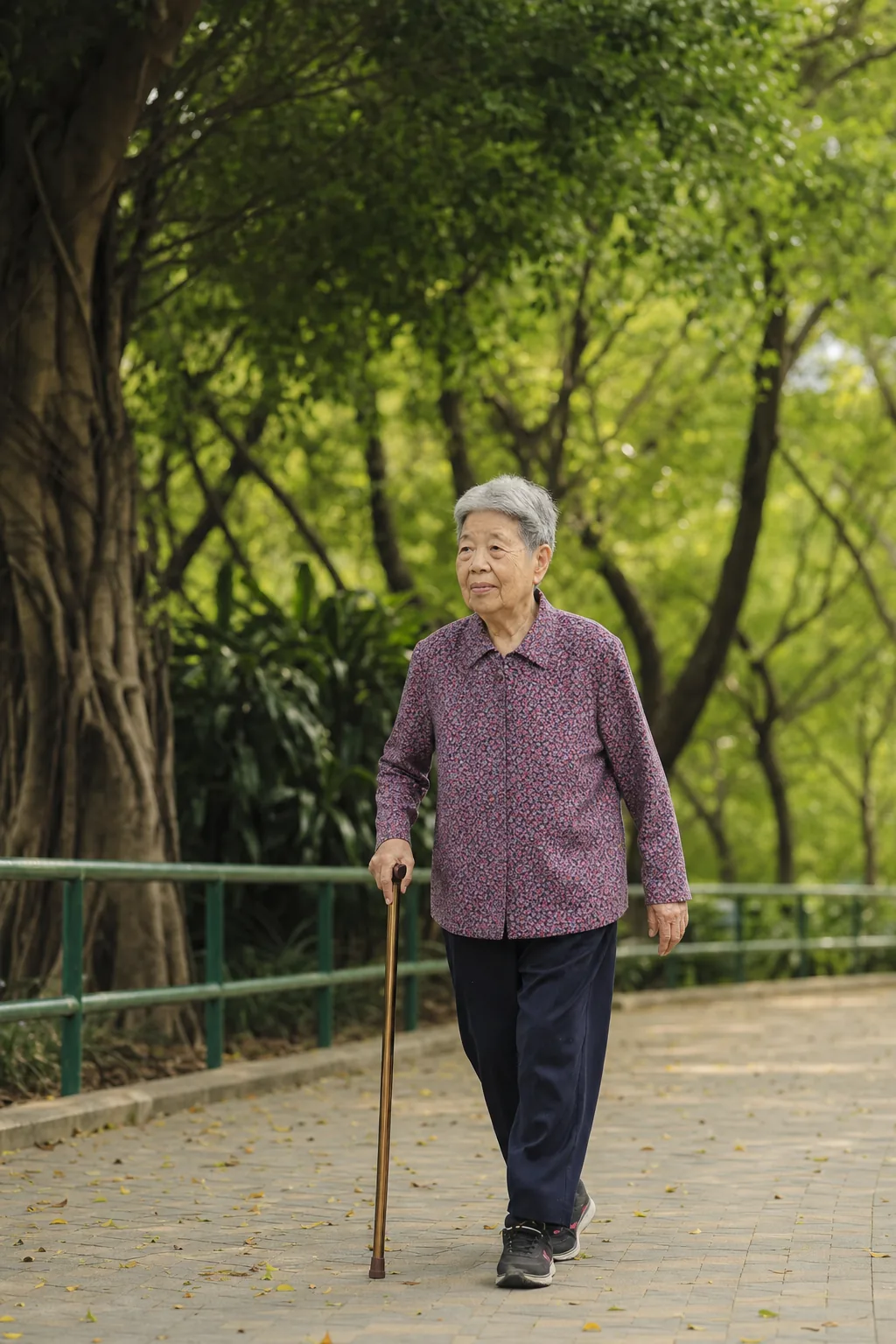 健康長者在公園晨運
