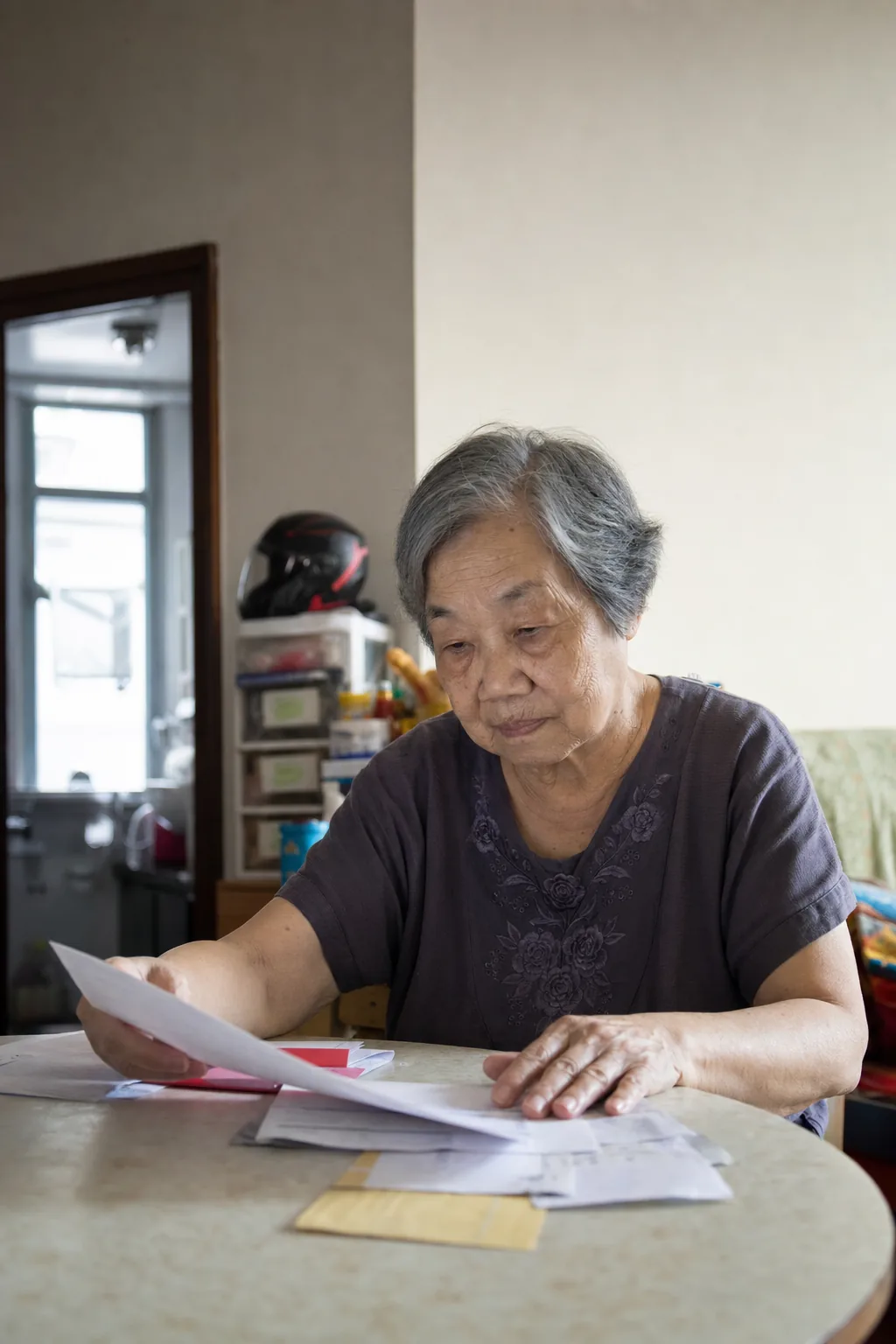 長者在家整理政府津貼文件