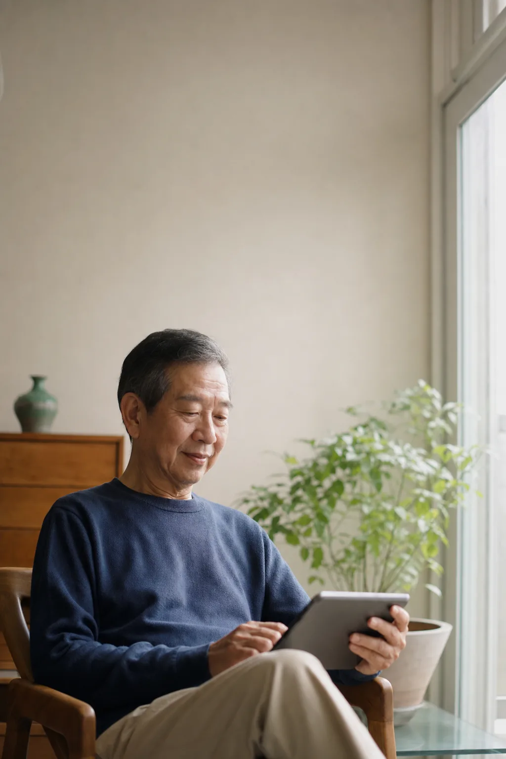 退休人士在家檢視收入