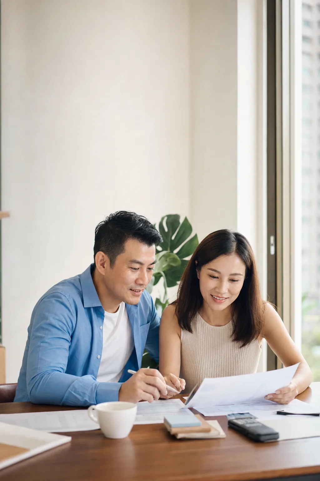 夫婦一同檢視長線儲蓄計劃