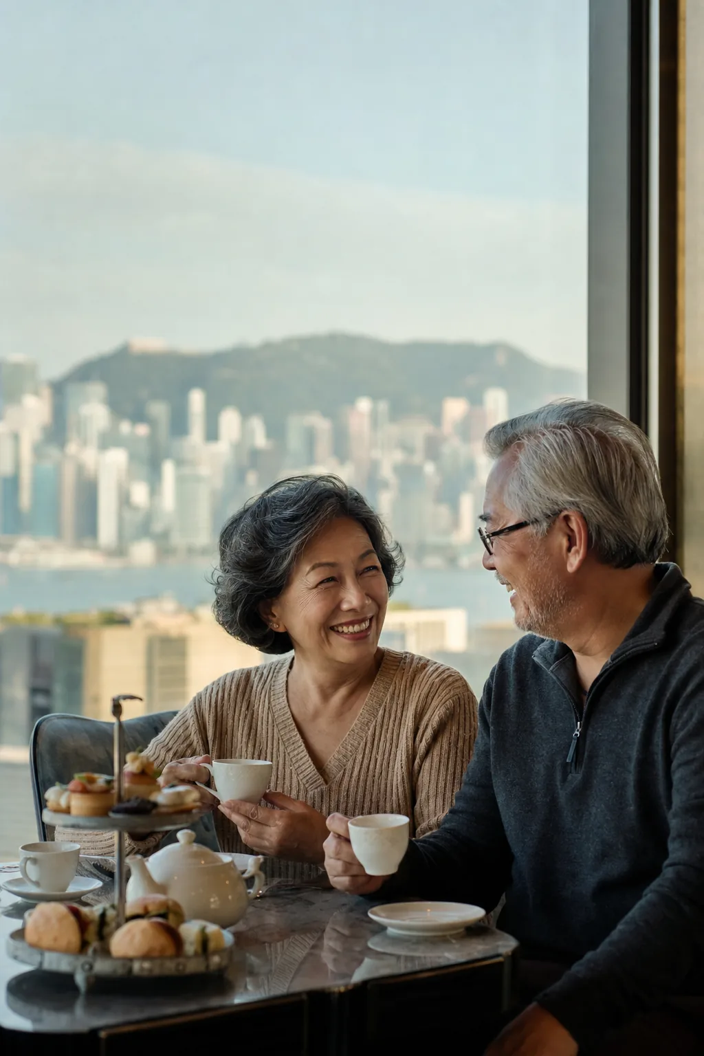 主視覺:香港退休家庭/海港晨光(暖色調)