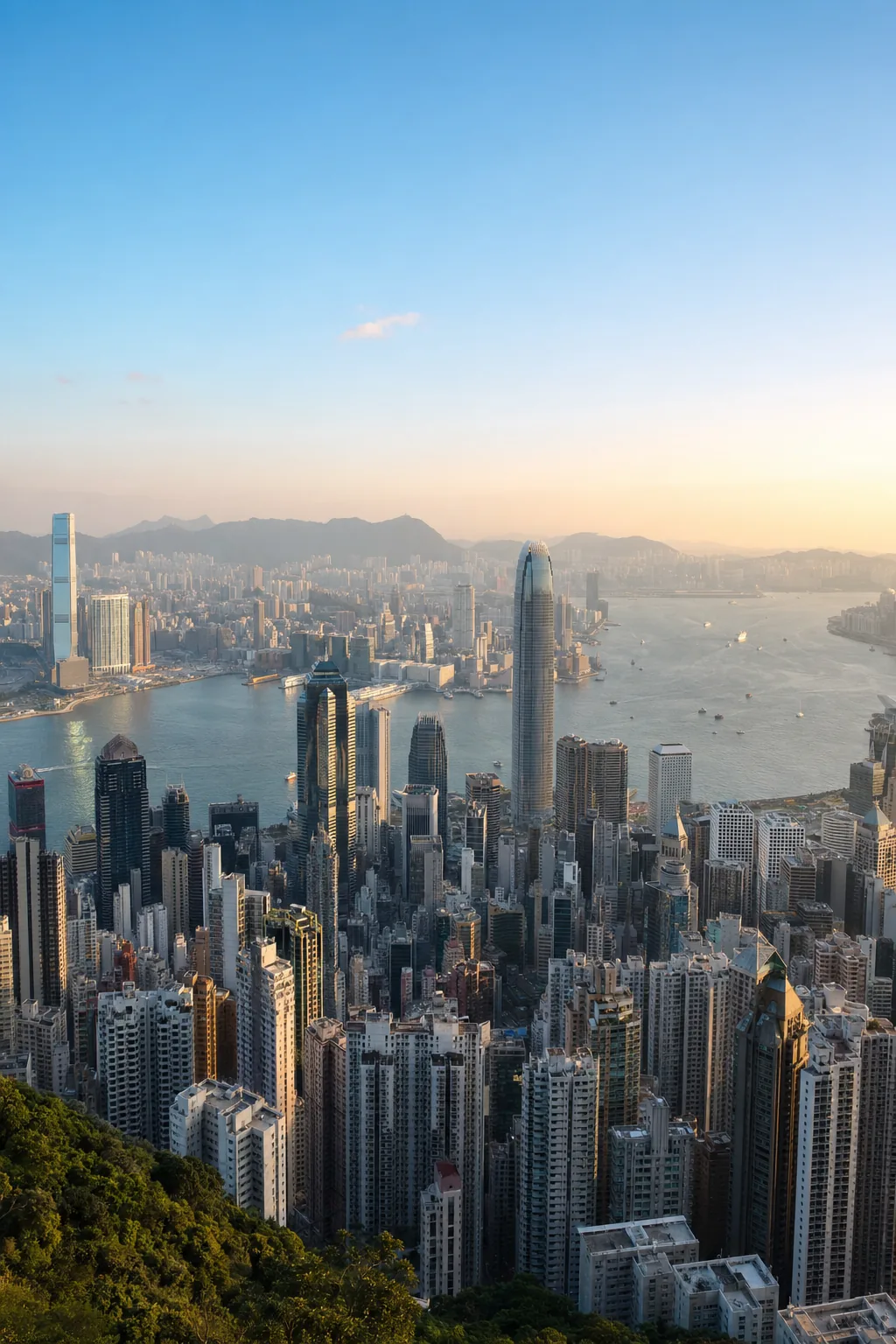 從太平山頂俯瞰香港維港天際線
